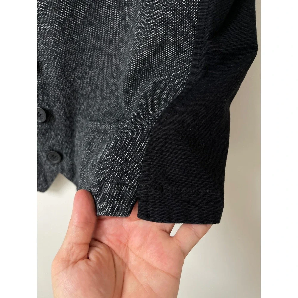 Guess Mens Vest Grey Black Textured Button Front Cinch Back L Preppy Casual